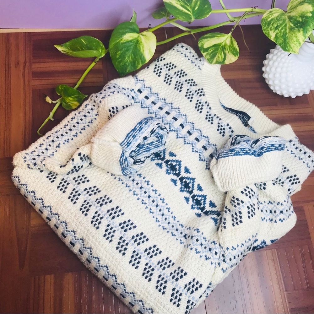 vtg vsco blue nordic oversized boyfriend sweater - Picture 2 of 8